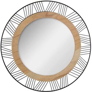 WELL HOME MOBILIARIO & DECORACIÓN Rund spegel i trä och metall, väggmontering, D45 cm WELL HOME MOBILIARIO & DECORACIÓN Rund spegel i trä och metall, väggmontering, D45 cm