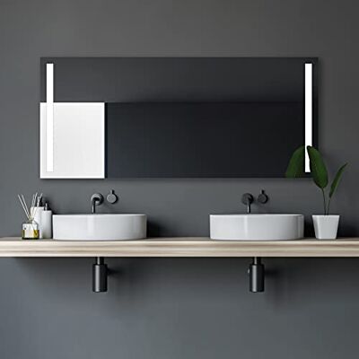Talos Badspegel med belysning Light – badrumsspegel 160 x 70 cm – med bakgrundsbelyst ljusutskärningar – ljusfärg neutral vit – högkvalitativ aluminiumram med vippbrytare Talos Badspegel med belysning Light – badrumsspegel 160 x 70 cm – med bakgrundsbelyst ljusutskärningar – ljusfärg neutral vit – högkvalitativ aluminiumram med vippbrytare