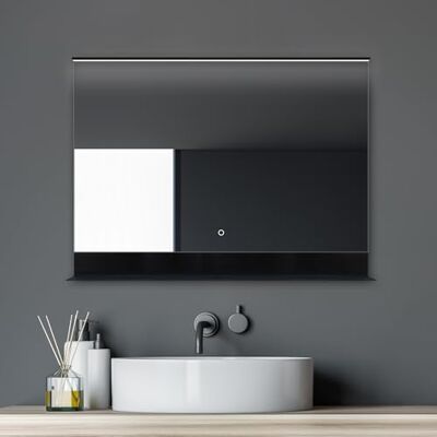 Talos Badrumsspegel med belysning Black Home – badrumsspegel på 80 x 60 cm – badrumsspegel med praktisk hylla Talos Badrumsspegel med belysning Black Home – badrumsspegel på 80 x 60 cm – badrumsspegel med praktisk hylla
