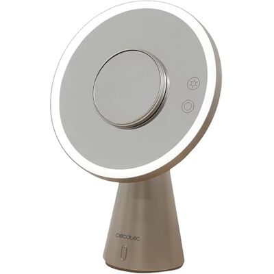 Cecotec Rund sminkspegel med funktion lampa och Facecare-spegel och ljudhögtalare, trippel funktion, uppladdningsbar, 10 x förstoringstillbehör, 3 ljusintensiteter, pekknapp, C-laddning Cecotec Rund sminkspegel med funktion lampa och Facecare-spegel och ljudhögtalare, trippel funktion, uppladdningsbar, 10 x förstoringstillbehör, 3 ljusintensiteter, pekknapp, C-laddning