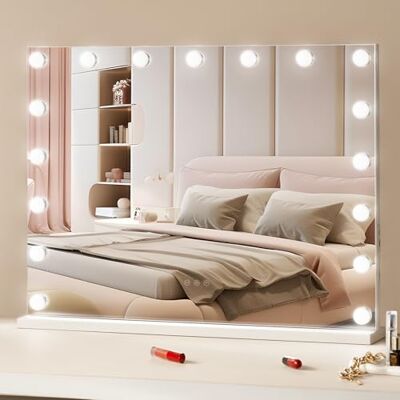 VEVOR Hollywood sminkspegel lysande LED-lampor, dimbar, 3 lägen färgbelysning, med 5X förstoringsspegel, USB, typ C, smart touch-kontroll, stativ, 797 x 597 mm VEVOR Hollywood sminkspegel lysande LED-lampor, dimbar, 3 lägen färgbelysning, med 5X förstoringsspegel, USB, typ C, smart touch-kontroll, stativ, 797 x 597 mm
