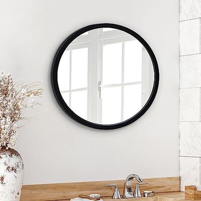 Americanflat 51 cm inramad svart rund spegel – cirkelspegel för badrum, sovrum, entré, vardagsrum – stor rund väggspegel för väggdekor Americanflat 51 cm inramad svart rund spegel – cirkelspegel för badrum, sovrum, entré, vardagsrum – stor rund väggspegel för väggdekor