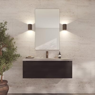 Loevschall Refine spegel Väggspegel brun med ram 60 x 100 cm Dekorativ spegel för badrum, vardagsrum, sovrum & hall minimalistisk och elegant spegel av borstad mässing Loevschall Refine spegel Väggspegel brun med ram 60 x 100 cm Dekorativ spegel för badrum, vardagsrum, sovrum & hall minimalistisk och elegant spegel av borstad mässing