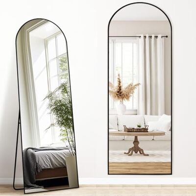 Melodieux båge helkroppsspegel 161 x 52 cm full längd stor fristående spegel svart aluminiumram omklädningsspegel väggmonterad spegel för vardagsrum sovrum Melodieux båge helkroppsspegel 161 x 52 cm full längd stor fristående spegel svart aluminiumram omklädningsspegel väggmonterad spegel för vardagsrum sovrum