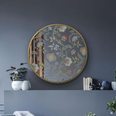 MirrorOutlet The Satis – guldram kantad modern rund cirkulär väggspegel med konstdekaler 60 cm x 60 cm (24 tum x 24 tum) silver spegelglas med guld metallram ny MirrorOutlet The Satis – guldram kantad modern rund cirkulär väggspegel med konstdekaler 60 cm x 60 cm (24 tum x 24 tum) silver spegelglas med guld metallram ny