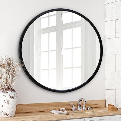 Americanflat Rund spegel, hängande spegel med hållbar ram, modern spegel för badrum, sovrum och vardagsrum, speglar för vägg och hemdekoration, 81 cm, svart Americanflat Rund spegel, hängande spegel med hållbar ram, modern spegel för badrum, sovrum och vardagsrum, speglar för vägg och hemdekoration, 81 cm, svart