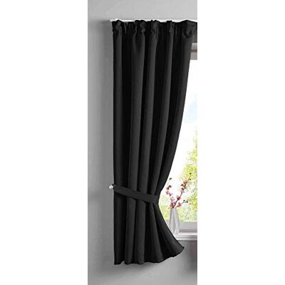 Gardinenbox Gardin ogenomskinlig "Newyork" dolda öglor, svart, H x B 160 x 140 cm, 1-pack termisk gardin, mörkläggningsgardin, mörkläggningsgardin, ljudisolerande, Oeko-Tex veckband, gardinomslag, 2020610 Gardinenbox Gardin ogenomskinlig "Newyork" dolda öglor, svart, H x B 160 x 140 cm, 1-pack termisk gardin, mörkläggningsgardin, mörkläggningsgardin, ljudisolerande, Oeko-Tex veckband, gardinomslag, 2020610