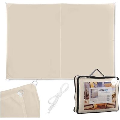 Relaxdays Solskugggardin, 3 x 4 m, polyester, vattentät, canvas med öljetter och spännrep, rektangulär, beige Relaxdays Solskugggardin, 3 x 4 m, polyester, vattentät, canvas med öljetter och spännrep, rektangulär, beige