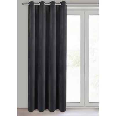 Eurofirany – Mörkläggningsgardiner, gardin ogenomskinlig, gardiner fönster balkongdörr – sovrum vardagsrum dekoration, gardin av sammet, 100% mörkläggning, 140 x 250 cm, öljettgardin – NITA – svart Eurofirany – Mörkläggningsgardiner, gardin ogenomskinlig, gardiner fönster balkongdörr – sovrum vardagsrum dekoration, gardin av sammet, 100% mörkläggning, 140 x 250 cm, öljettgardin – NITA – svart