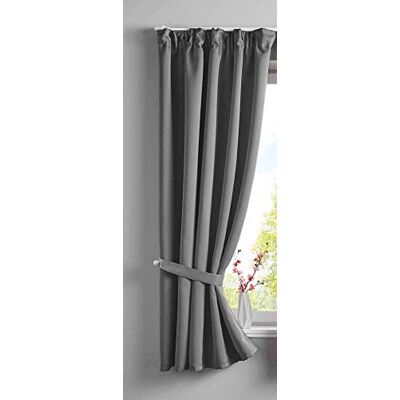 Gardinenbox Gardin ogenomskinlig "Newyork" dolda slingor mörkgrå HxB 160 x 140 cm 1-pack termisk gardin mörkläggningsgardin mörkläggning ljudisolerande Oeko-Tex veckband romersk hållare, 2020610 Gardinenbox Gardin ogenomskinlig "Newyork" dolda slingor mörkgrå HxB 160 x 140 cm 1-pack termisk gardin mörkläggningsgardin mörkläggning ljudisolerande Oeko-Tex veckband romersk hållare, 2020610