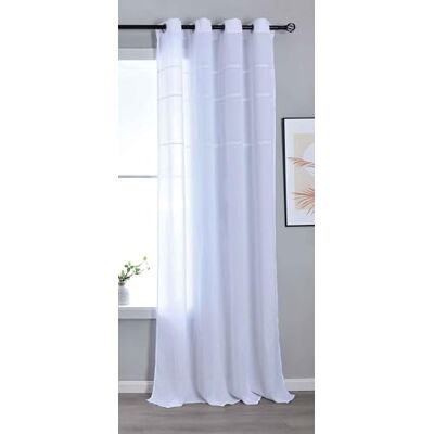 Gardinenbox Halvtransparent gardin med öljetter H x B 245 x 145 cm vit "Leipzig" kedjemönster ljusgenomsläpplig elegant struktur 202450 Gardinenbox Halvtransparent gardin med öljetter H x B 245 x 145 cm vit "Leipzig" kedjemönster ljusgenomsläpplig elegant struktur 202450