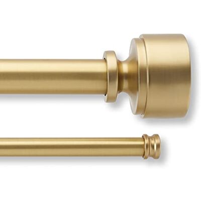 MODE Premium Collection dubbel gardinstång set med mod dörrknopp ändstycken – 36 till 72 tum, guld MODE Premium Collection dubbel gardinstång set med mod dörrknopp ändstycken – 36 till 72 tum, guld