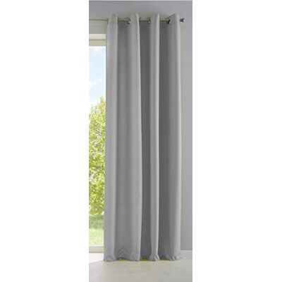 Gardinenbox Gardinlåda gardin syntät Gardin matta ljusgenomsläpplig »PALERMO« med öglor och hållare dekorsjal, 100% polyester, grå, HxB 145 x 140 cm Gardinenbox Gardinlåda gardin syntät Gardin matta ljusgenomsläpplig »PALERMO« med öglor och hållare dekorsjal, 100% polyester, grå, HxB 145 x 140 cm