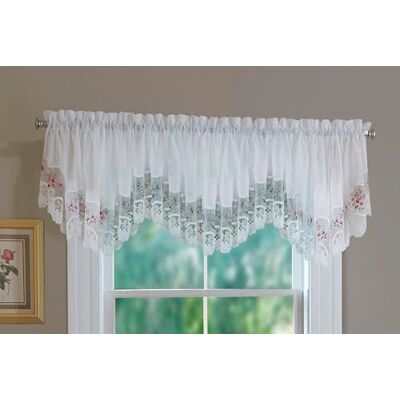 Today's Curtain Dagens gardin, vintage makramé organza halvmåne 45 cm, vit/rosa, 148 cm B x 45 cm L Today's Curtain Dagens gardin, vintage makramé organza halvmåne 45 cm, vit/rosa, 148 cm B x 45 cm L