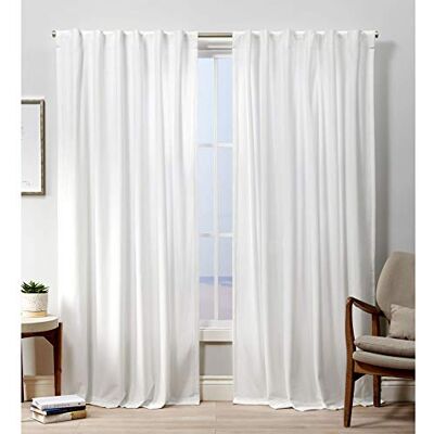 Exclusive Home Sammetsgardiner med rynkband för att dölja gardinstång, tunga, ljusfiltrerande, 2 st, 132 cm x 244 cm, vit (Winter White) Exclusive Home Sammetsgardiner med rynkband för att dölja gardinstång, tunga, ljusfiltrerande, 2 st, 132 cm x 244 cm, vit (Winter White)
