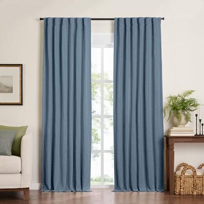 Elrene hem mode harv solid textur mörkläggning enkelt fönster gardinpanel, 132 cm x 241 cm, blå Elrene hem mode harv solid textur mörkläggning enkelt fönster gardinpanel, 132 cm x 241 cm, blå