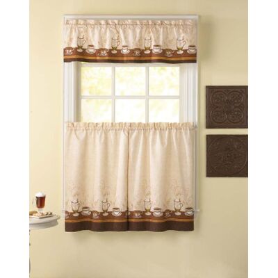 Curtainworks Gardworks Cafe Au Lait fönster köksgardin nivå och gardin, 3-delat set, beige Curtainworks Gardworks Cafe Au Lait fönster köksgardin nivå och gardin, 3-delat set, beige