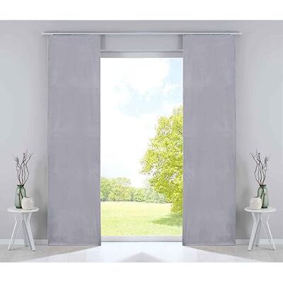 Gardinenbox Gardineråda uppsättning av 2 ytgardiner mörkläggning glidande gardiner "Milano" sammet ogenomskinlig mörkläggning panelvagnar viktstänger grå H x B 245 x 60 cm, 203571-2 Gardinenbox Gardineråda uppsättning av 2 ytgardiner mörkläggning glidande gardiner "Milano" sammet ogenomskinlig mörkläggning panelvagnar viktstänger grå H x B 245 x 60 cm, 203571-2