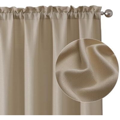 Chyhomenyc kamelgardiner 113 cm längd 2 paneler, falskt linne texturerat halvrent ljus filtrering mjuk luftig stång ficka fönsterbehandling draperier för vardagsrum sovrum, var 76 cm B x 45 L Chyhomenyc kamelgardiner 113 cm längd 2 paneler, falskt linne texturerat halvrent ljus filtrering mjuk luftig stång ficka fönsterbehandling draperier för vardagsrum sovrum, var 76 cm B x 45 L