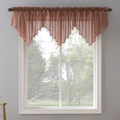 No. 918 Nej. 918 Erica krossad voile Ascot pärlstav genomskinlig stång ficka gardin set, 388 cm x 61 cm, ceder No. 918 Nej. 918 Erica krossad voile Ascot pärlstav genomskinlig stång ficka gardin set, 388 cm x 61 cm, ceder