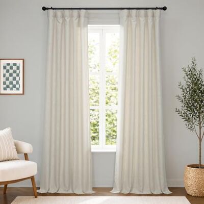 HPD Half Price Drapes HPD halvt pris draperier tungt falskt linne gardin 50 x 120, (1 panel) FHLCH-VET200210-120, maltad grädde HPD Half Price Drapes HPD halvt pris draperier tungt falskt linne gardin 50 x 120, (1 panel) FHLCH-VET200210-120, maltad grädde