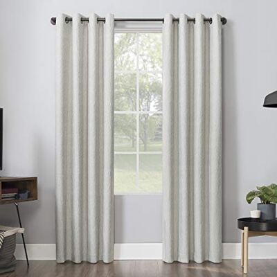 Sun Zero Noir Dimensional Thermal Extreme Total Blackout Grommet Curtain Panel, 52" x 84", Cream White Sun Zero Noir Dimensional Thermal Extreme Total Blackout Grommet Curtain Panel, 52" x 84", Cream White