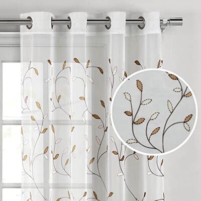 Creative Fönsterelement vågiga löv broderade rena öljetter gardinpanel Modern Choklad Creative Fönsterelement vågiga löv broderade rena öljetter gardinpanel Modern Choklad