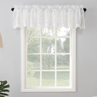 No. 918 Nr. 918 Delia broderad blommig ren stång ficka gardin valance, 127 cm x 43 cm, elfenben benvit No. 918 Nr. 918 Delia broderad blommig ren stång ficka gardin valance, 127 cm x 43 cm, elfenben benvit