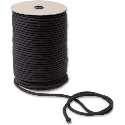IPEA Svart Macrame bomullsrep – 6 mm x 100 meter – superlång rulle, tillverkad i Italien – sytråd för hantverk, dekoration, gobelänger och gardiner – sladd – 0,6 cm IPEA Svart Macrame bomullsrep – 6 mm x 100 meter – superlång rulle, tillverkad i Italien – sytråd för hantverk, dekoration, gobelänger och gardiner – sladd – 0,6 cm