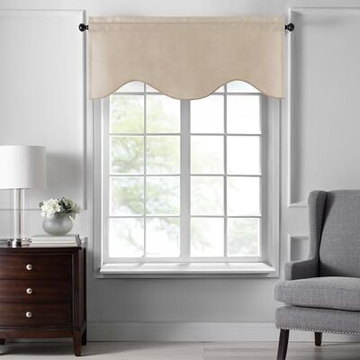 Elrene Home Fashions Colette fusksilkeshallad fönstergardin, 127 cm x 53 cm (Scalloped Valance), brungrå Elrene Home Fashions Colette fusksilkeshallad fönstergardin, 127 cm x 53 cm (Scalloped Valance), brungrå