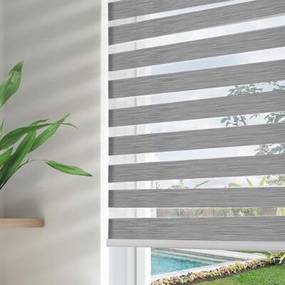 Joydeco Trådlösa zebrarullgardiner för fönster, grå genomskinliga minizebralusier 84 cm B dubbelt lager ljusfiltrering för glidande glasdörrfönster Joydeco Trådlösa zebrarullgardiner för fönster, grå genomskinliga minizebralusier 84 cm B dubbelt lager ljusfiltrering för glidande glasdörrfönster