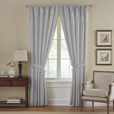 Elrene Home Fashions Versailles mörkläggningsgardiner i fusksiden, gardinpanel, mörkläggningsgardin med stångficka, 132 cm x 213 cm (52 x 84 tum), grå, 1 panel Elrene Home Fashions Versailles mörkläggningsgardiner i fusksiden, gardinpanel, mörkläggningsgardin med stångficka, 132 cm x 213 cm (52 x 84 tum), grå, 1 panel