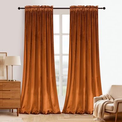 Roslynwood Home Velvet Bright Orange Curtain 108 inch Heavy Duty Curtains Energy Efficient Block Light Rod Pocket Drapes Window Covering Set for Home Theatre/Living Room, 52Wx108L Orange/2 Panels Roslynwood Home Velvet Bright Orange Curtain 108 inch Heavy Duty Curtains Energy Efficient Block Light Rod Pocket Drapes Window Covering Set for Home Theatre/Living Room, 52Wx108L Orange/2 Panels