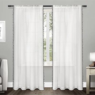 Exclusive Home Exklusiva hemgardiner tofsar genomskinlig stång ficka topp panel par, svart pärla, 54 x 84, 2 st Exclusive Home Exklusiva hemgardiner tofsar genomskinlig stång ficka topp panel par, svart pärla, 54 x 84, 2 st