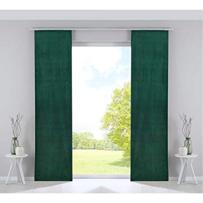 Gardinenbox Gardinlådor uppsättning av 2 ytgardiner mörkläggning glidande gardiner "Milano" sammet ogenomskinlig mörkläggningspanelvagnar viktstänger, grön H x B 245 x 60 cm, 203571-2 Gardinenbox Gardinlådor uppsättning av 2 ytgardiner mörkläggning glidande gardiner "Milano" sammet ogenomskinlig mörkläggningspanelvagnar viktstänger, grön H x B 245 x 60 cm, 203571-2