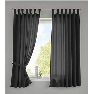 Gardinenbox Uppsättning av 2 gardiner sjal "Berlin" H x B 175 x 140 cm svart ogenomskinlig mikrosatin ljusgenomsläppligt veckband uni matt, 20400N2 Gardinenbox Uppsättning av 2 gardiner sjal "Berlin" H x B 175 x 140 cm svart ogenomskinlig mikrosatin ljusgenomsläppligt veckband uni matt, 20400N2