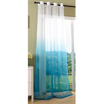 Gardinenbox Öljetthalsduk transparent gradient gardin med öljetter Gardine Voile, ÖKÖTEX Standard 100, 100% polyester, turkos, 1 styck 245 x 140 Gardinenbox Öljetthalsduk transparent gradient gardin med öljetter Gardine Voile, ÖKÖTEX Standard 100, 100% polyester, turkos, 1 styck 245 x 140