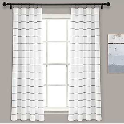 Lush Decor Ombre randig garn färgad bomull fönster gardin panel par, 160 cm långt x 102 cm brett, grå Lush Decor Ombre randig garn färgad bomull fönster gardin panel par, 160 cm långt x 102 cm brett, grå