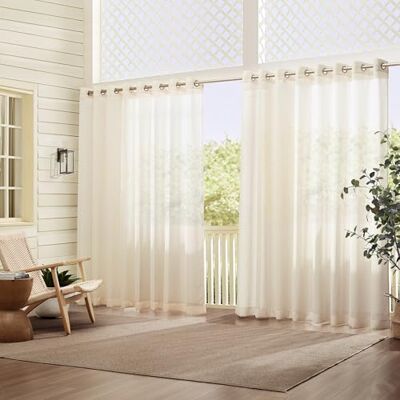 Elrene Home Fashion Carmen extra bred inomhus/utomhus ren genomföring fönster gardin panel, 114 x 108 cm (1, elfenben Elrene Home Fashion Carmen extra bred inomhus/utomhus ren genomföring fönster gardin panel, 114 x 108 cm (1, elfenben