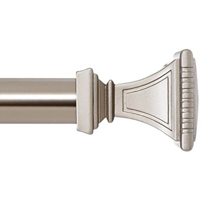 Ivilon behandling fönstergardinstång – snidade fyrkantiga ändstycken, 3,5 cm stång, 71 cm till 122 cm. Satin nickel Ivilon behandling fönstergardinstång – snidade fyrkantiga ändstycken, 3,5 cm stång, 71 cm till 122 cm. Satin nickel