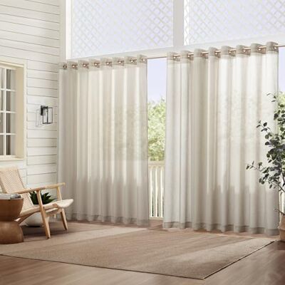 Elrene Home Fashions Carmen extra bred inomhus/utomhus genomskinlig genomföring fönster gardin panel, 1100 cm x 274 cm (1, naturlig Elrene Home Fashions Carmen extra bred inomhus/utomhus genomskinlig genomföring fönster gardin panel, 1100 cm x 274 cm (1, naturlig