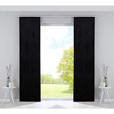 Gardinenbox Gardinlådor uppsättning av 2 ytgardiner mörkläggning glidande gardiner "Milano" sammet ogenomskinlig mörkläggning panelvagnar viktstänger svart H x B 245 x 60 cm, 203571-2 Gardinenbox Gardinlådor uppsättning av 2 ytgardiner mörkläggning glidande gardiner "Milano" sammet ogenomskinlig mörkläggning panelvagnar viktstänger svart H x B 245 x 60 cm, 203571-2