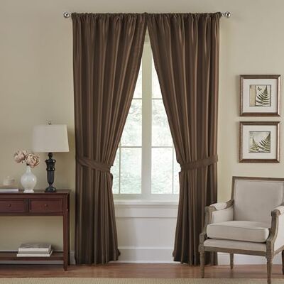Elrene Home Fashions Versailles mörkläggningsgardiner i fusksiden, gardinpanel, mörkläggningsgardin med stångficka, 132 cm x 274 cm (52 x 108 tum), chokladbrun, 1 panel Elrene Home Fashions Versailles mörkläggningsgardiner i fusksiden, gardinpanel, mörkläggningsgardin med stångficka, 132 cm x 274 cm (52 x 108 tum), chokladbrun, 1 panel