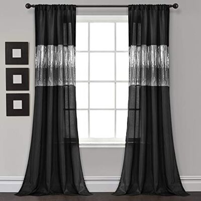 Lush Decor Natthimmel fönster gardin panel enkel svart 42 x 95 Lush Decor Natthimmel fönster gardin panel enkel svart 42 x 95