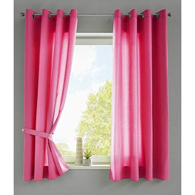 Gardinenbox Gardinlåda uppsättning av 2 gardiner halsduk öljetter "Berlin" H x B 175 x 140 cm rosa ogenomskinlig mikrosatin ljusgenomsläpplig enfärgad matt, 20405N2 Gardinenbox Gardinlåda uppsättning av 2 gardiner halsduk öljetter "Berlin" H x B 175 x 140 cm rosa ogenomskinlig mikrosatin ljusgenomsläpplig enfärgad matt, 20405N2