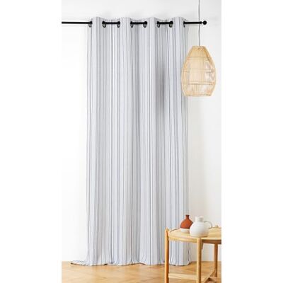 LINDER Utomhusgardin med ränder vävd och färgad i Frankrike antioxidant gevärskanonhål finish medelhavsblå färg mått 140 x 265 cm 100% polypropen strandkollektion LINDER Utomhusgardin med ränder vävd och färgad i Frankrike antioxidant gevärskanonhål finish medelhavsblå färg mått 140 x 265 cm 100% polypropen strandkollektion