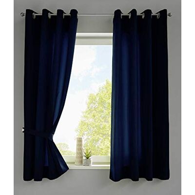 Gardinenbox Gardinlåda uppsättning av 2 gardiner halsduk öljetter "Berlin" H x B 175 x 140 cm mörkblå ogenomskinlig mikrosatin ljusgenomsläpplig enfärgad matt, 20405N2 Gardinenbox Gardinlåda uppsättning av 2 gardiner halsduk öljetter "Berlin" H x B 175 x 140 cm mörkblå ogenomskinlig mikrosatin ljusgenomsläpplig enfärgad matt, 20405N2