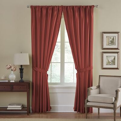 Elrene Home Fashions Versailles-mörkläggningsgardiner i syntetiskt silke, gardinpanel, mörkläggningsgardin med stångficka, 132 cm x 213 cm, röd, 1 panel Elrene Home Fashions Versailles-mörkläggningsgardiner i syntetiskt silke, gardinpanel, mörkläggningsgardin med stångficka, 132 cm x 213 cm, röd, 1 panel