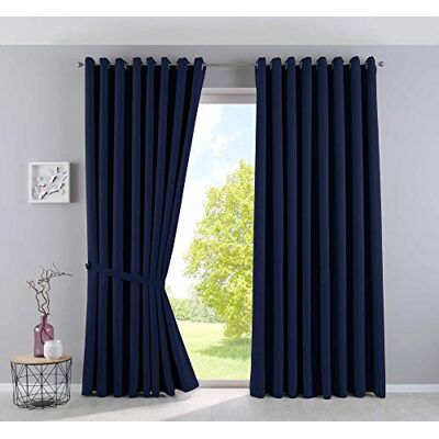 Gardinenbox Gardinerlåda, gardiner, ogenomskinliga "Newyork", blå, H x B 245 x 295 cm, 2-pack, termiska gardiner, mörkläggningsgardin, mörkläggningsgardin, mörkläggningsöljetter, ljudisolerande, Oeko-Tex Gardinenbox Gardinerlåda, gardiner, ogenomskinliga "Newyork", blå, H x B 245 x 295 cm, 2-pack, termiska gardiner, mörkläggningsgardin, mörkläggningsgardin, mörkläggningsöljetter, ljudisolerande, Oeko-Tex