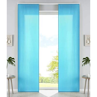 Gardinenbox Uppsättning av 2 glidande gardiner ytgardiner mikrofibergardin glidande H x B 245 x 60 cm turkos matt panelvagn viktstänger, 85600N2 Gardinenbox Uppsättning av 2 glidande gardiner ytgardiner mikrofibergardin glidande H x B 245 x 60 cm turkos matt panelvagn viktstänger, 85600N2